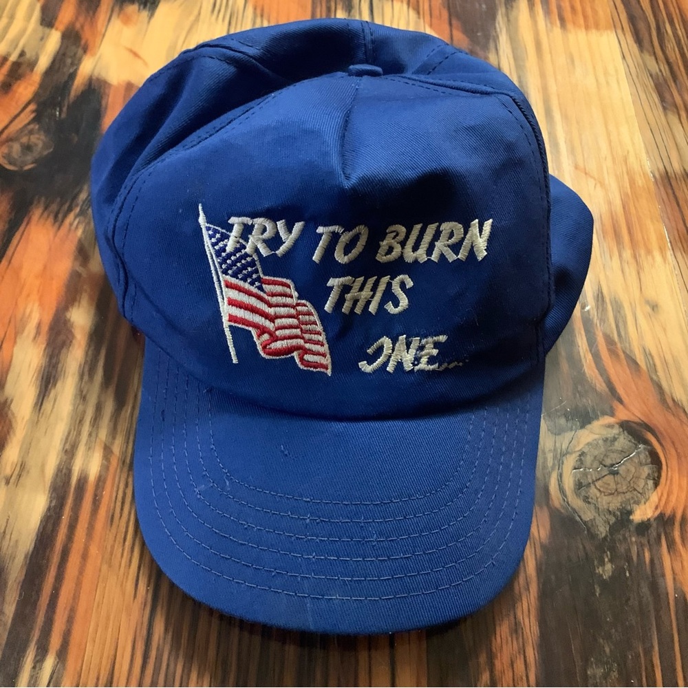 Try to Burn this one!! Retro American flag hat. Adjustable.
